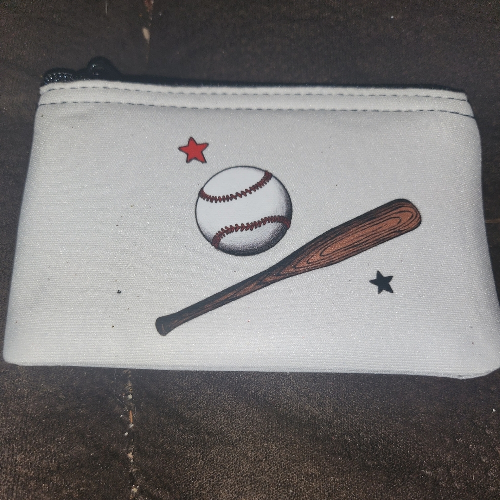 Baseball Themed White Pouch